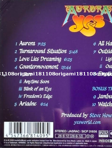 New Yes Aurora Standard Edition Blu spec CD2+Bonus Track+Booklet Japan SICP31856