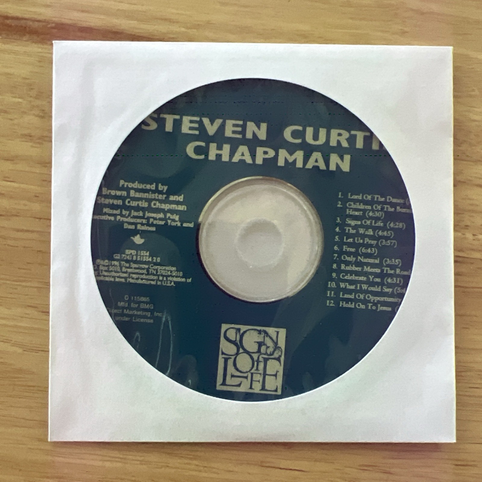 Signs of Life by Steven Curtis Chapman (CD, 1996) Disk Only