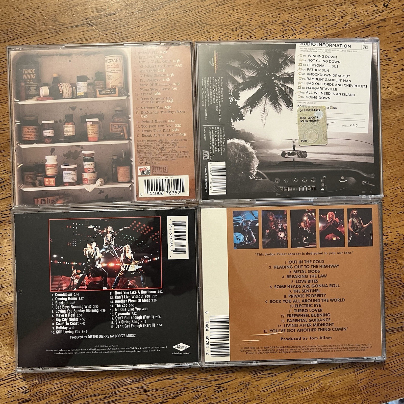 Lot of 4 Music CD Albums – Motley Crue, Scorpions, Judas Priest, Sammy Hagar