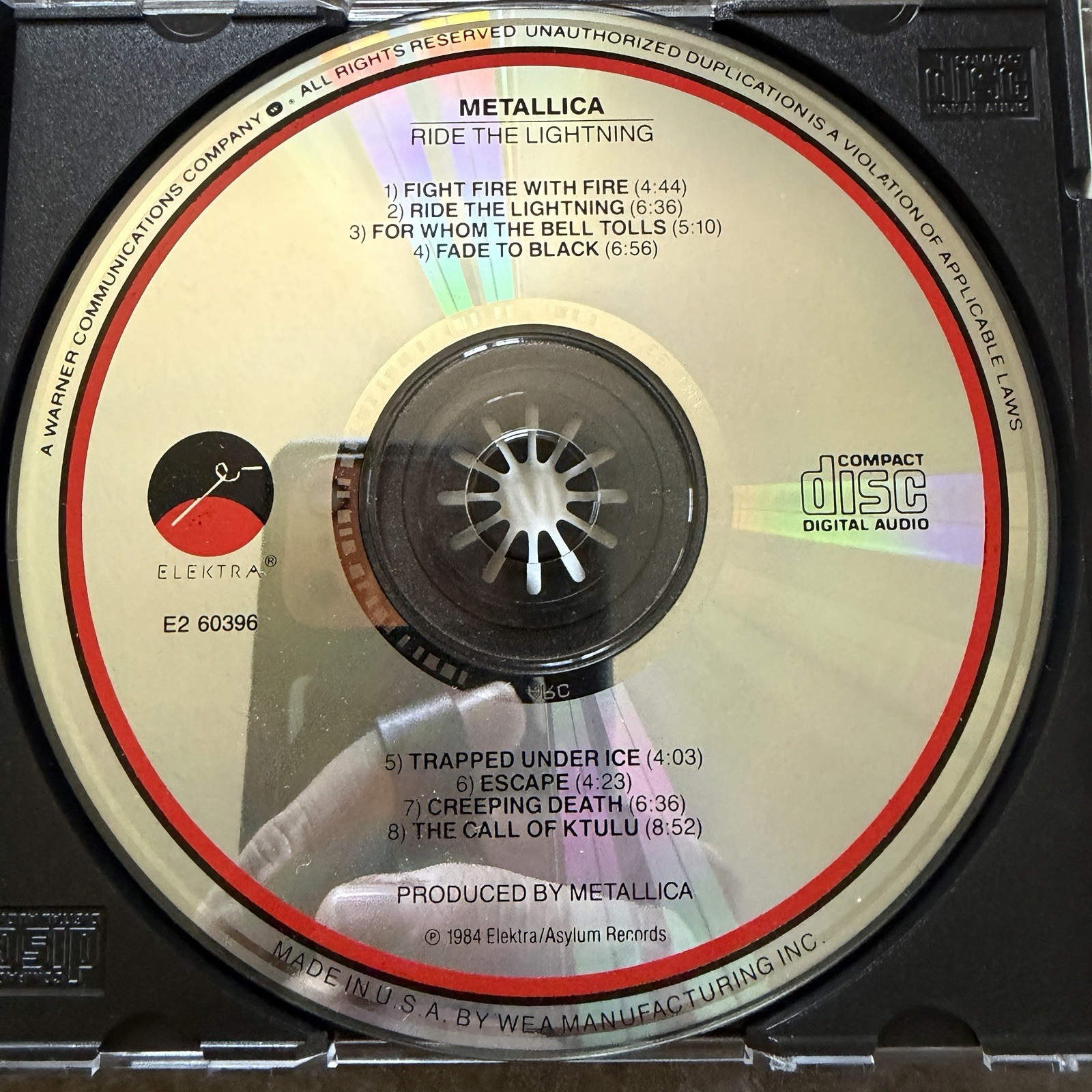 METALLICA “Ride the Lightning” CD (1984 Elektra E2-60296 USA) Thrash Metal – EX!