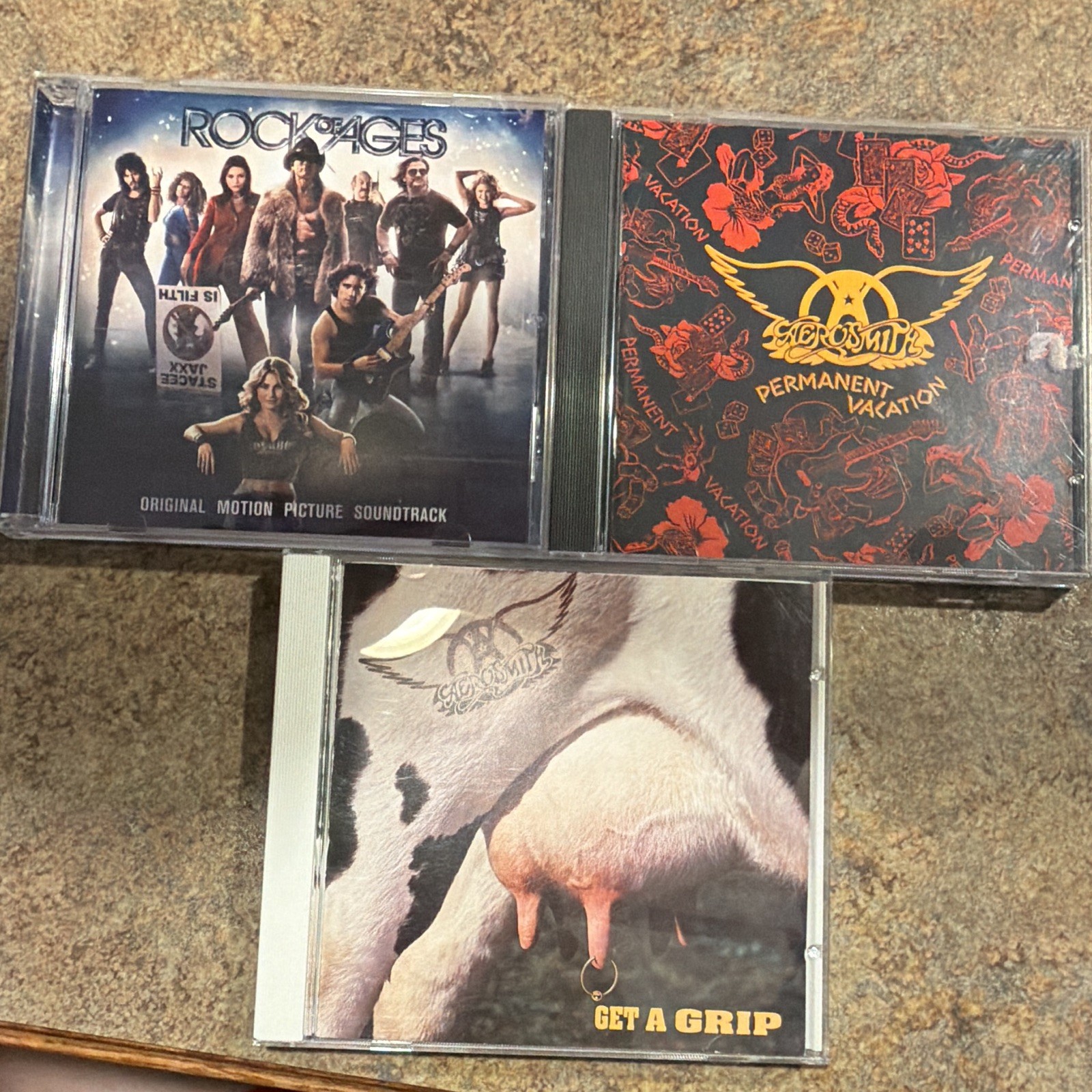 Aerosmith Lot 3 CD Albums: Permanent Vacation, Get a Grip + Rock of Ages OST