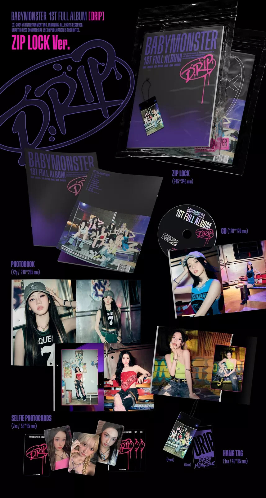 [USA ON HAND] BABYMONSTER – 1st FULL ALBUM [DRIP] ZIP LOCK BINDER Official KPOP