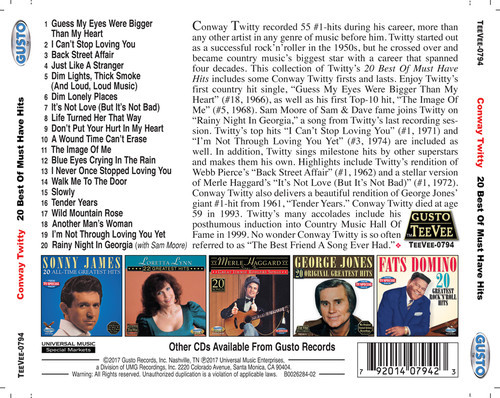 Conway Twitty – 20 Best Of Must Have Hits [New CD]