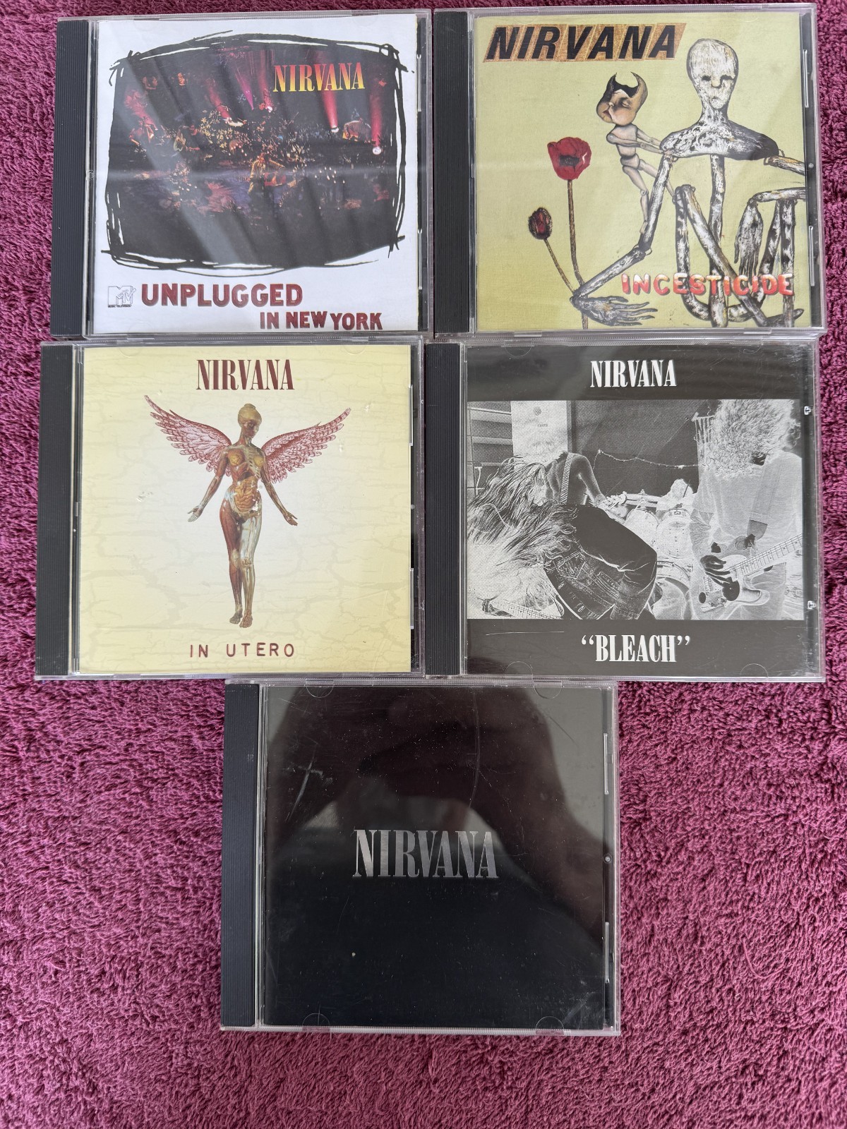 Nirvana CD lot 5 Bleach, In Utero, Unplugged ,Incesticde , Self