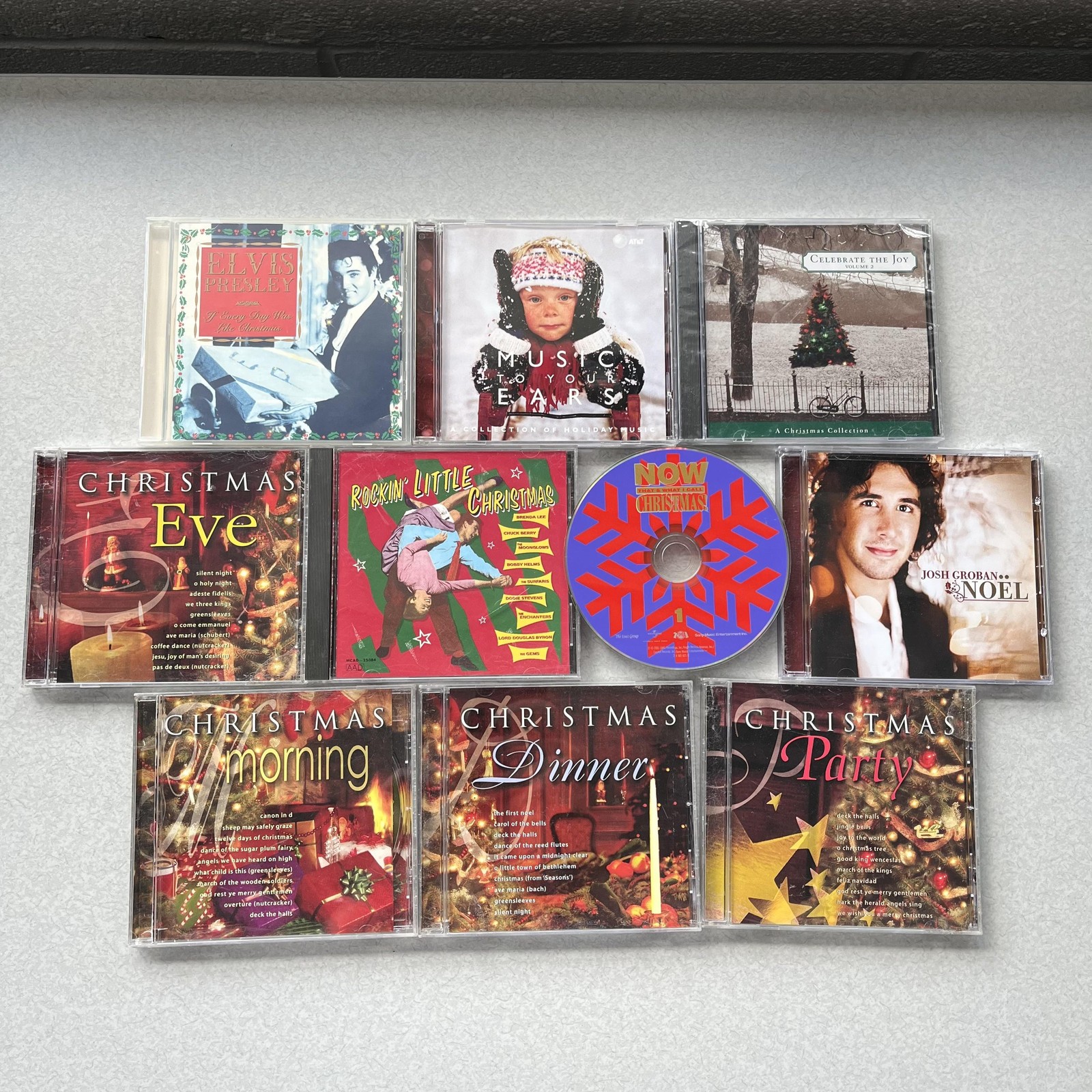 Christmas Music CD LOT of 10 Elvis Presley Josh Groban Holiday Pop Multicolor