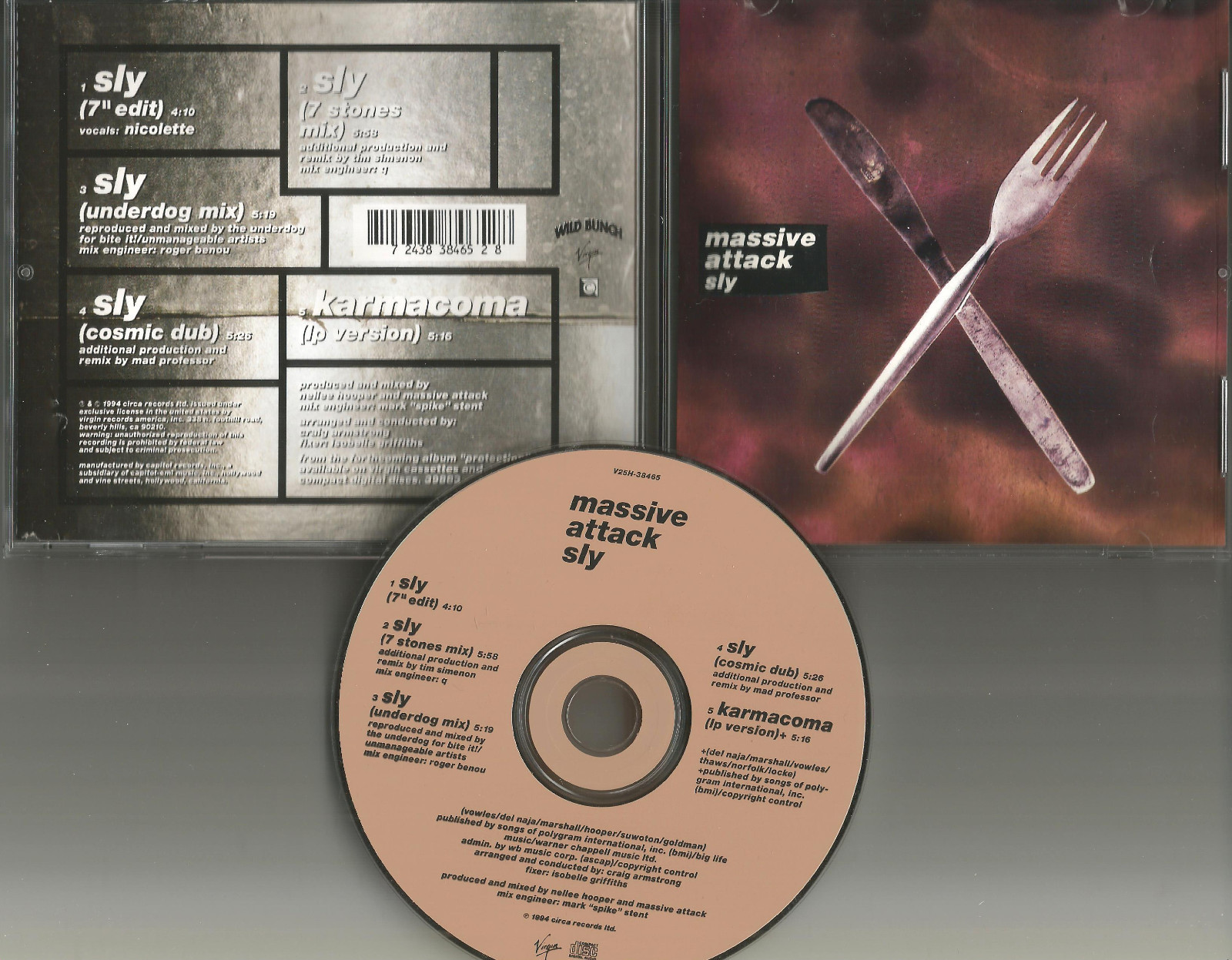 MASSIVE ATTACK Sly 5TRX w/ RARE MIXES & DUB & 7 INCH EDIT LIMTIED USA CD single
